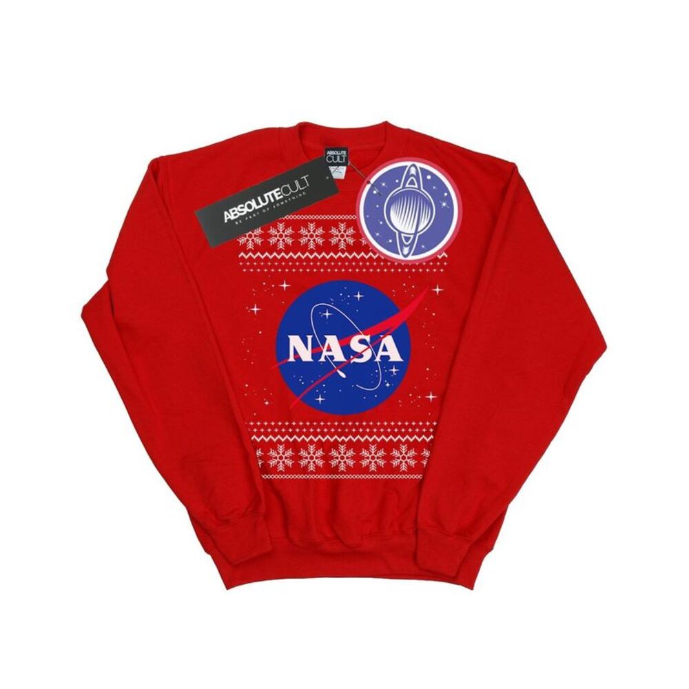 NASA Girls Classic Fair Isle Sweatshirt / Red